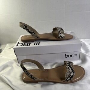 Bar 111 Leena Open Toe Snake Print Sandals Women's 8.5 Tan New In Box Summer